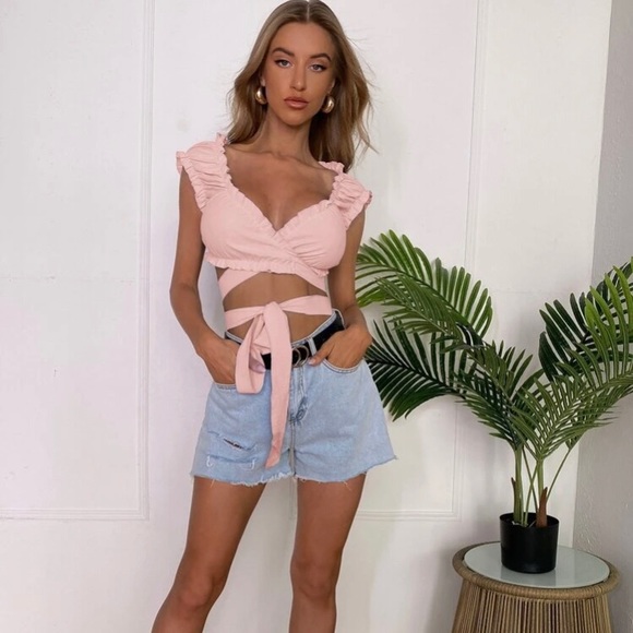 SOLD💋🆕 Pink Wrap Blouse - Picture 2 of 5